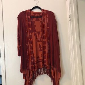 Boho red and orange cardigan. Size large.